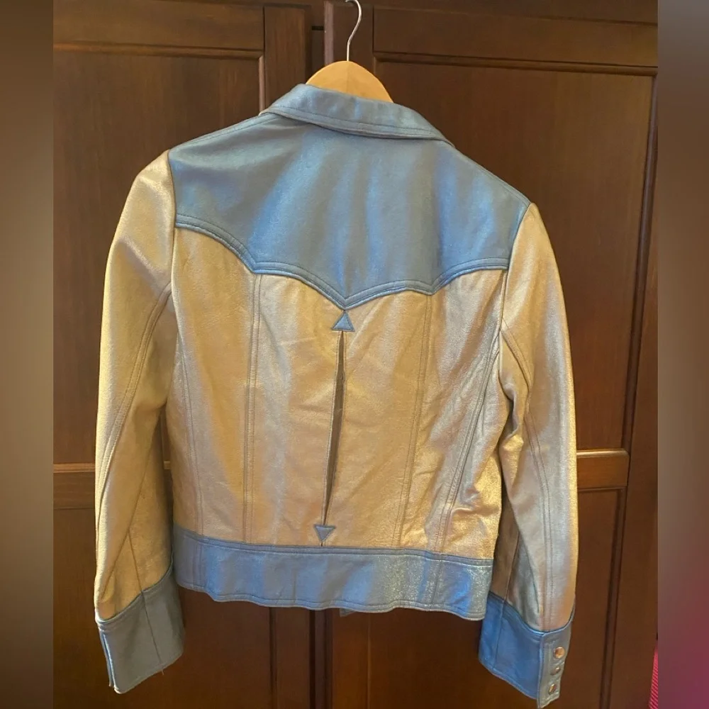 Vintage Marc Jacobs Metallic Leather Cowboy Jacket • Mid-2000s Statement Piece - Picture 3 of 5